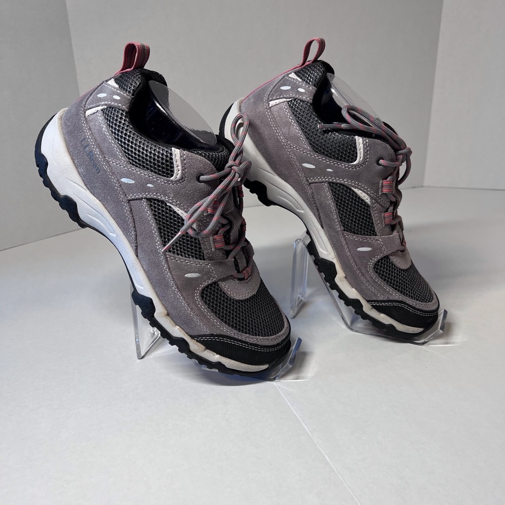 L.L. Bean Gray and Black Athletic Walking Shoes with Pink Accents